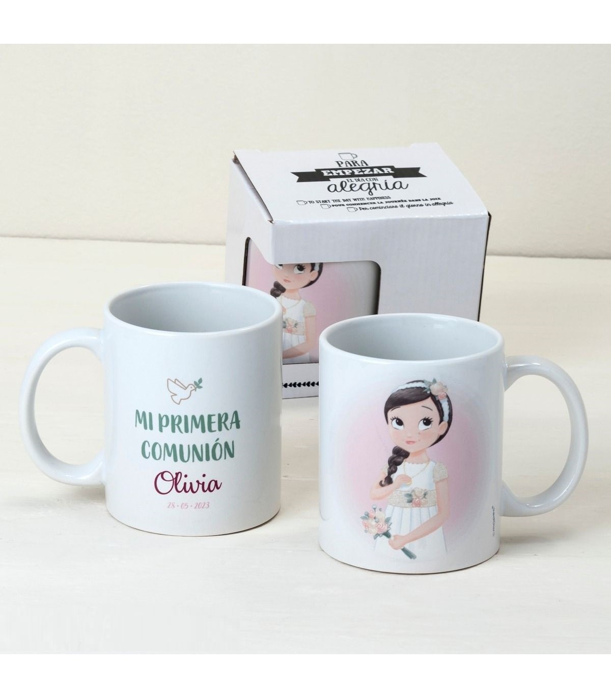 Taza Niña de Comunión con flores